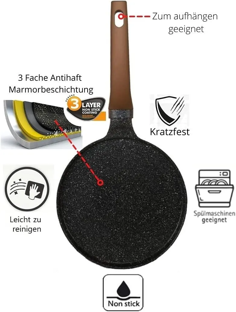 Poêle à crêpes à induction CHEFFINGER - Ø 24 cm - Revêtement marbre