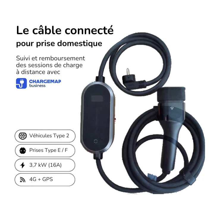 Câble de recharge connecté GONEO pour prise renforcée – 3,7 kW