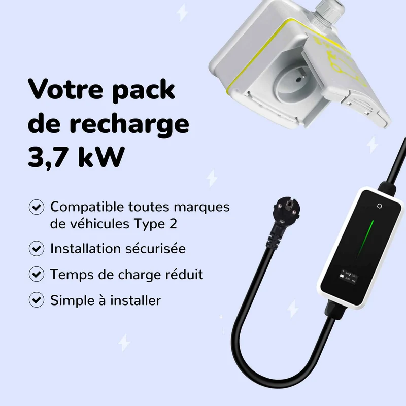 Pack recharge 3,7kW Green'up + câble de recharge 16A
