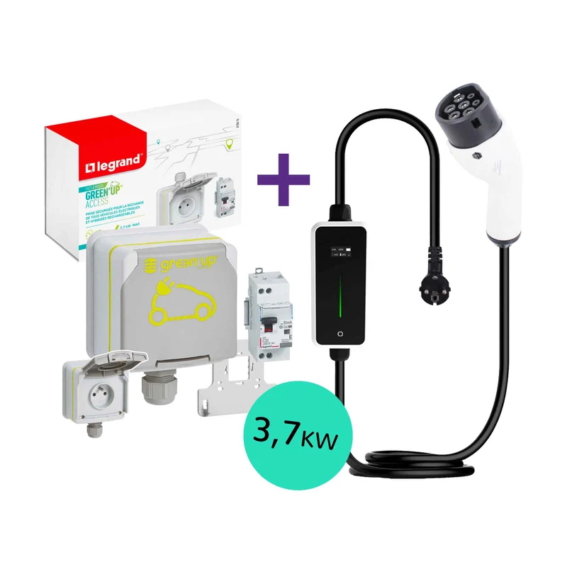 Pack recharge 3,7kW Green'up + disjoncteur + câble de recharge 16A