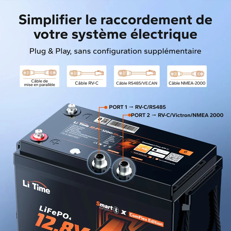 【Nouvauté】Batterie LiFePO4 intelligente LiTime 12V 320Ah CAN & RS485 ComFlex | Intégration Victron, RV-C & NMEA 2000