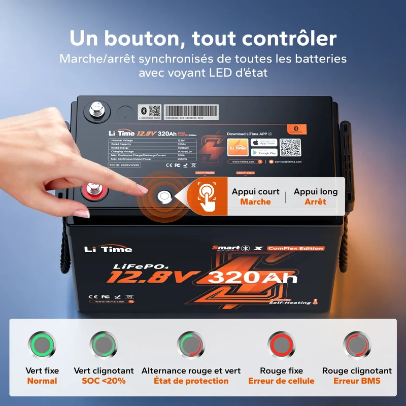 【Nouvauté】Batterie LiFePO4 intelligente LiTime 12V 320Ah CAN & RS485 ComFlex | Intégration Victron, RV-C & NMEA 2000