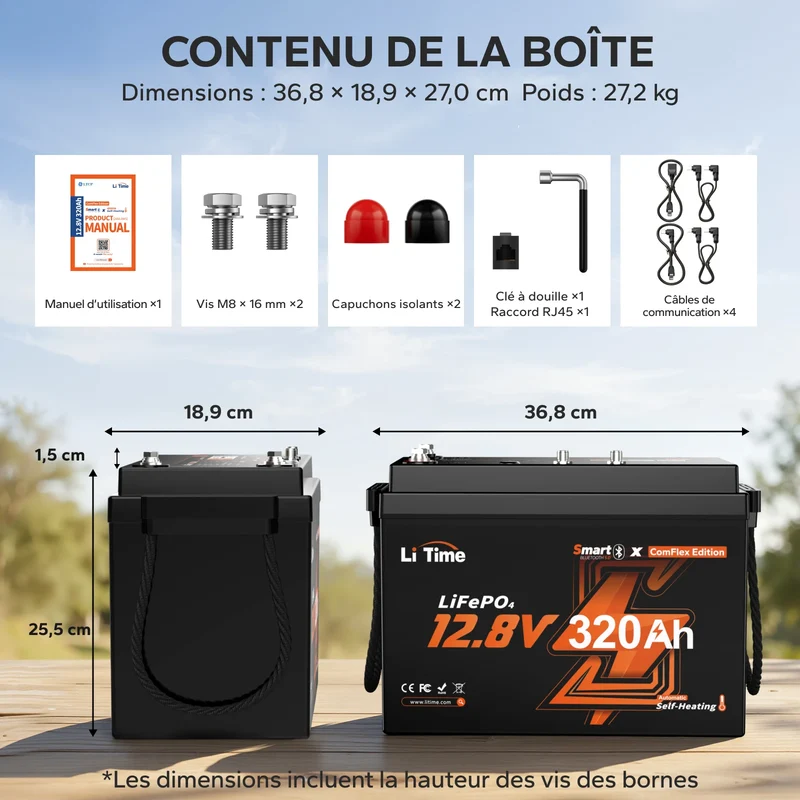 【Nouvauté】Batterie LiFePO4 intelligente LiTime 12V 320Ah CAN & RS485 ComFlex | Intégration Victron, RV-C & NMEA 2000