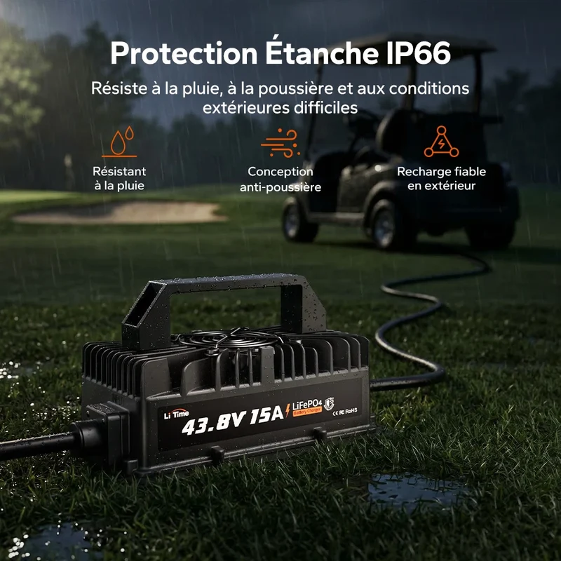 【Nouveauté】LiTime Chargeur LiFePO₄ 36V 15A avec protection étanche IP66