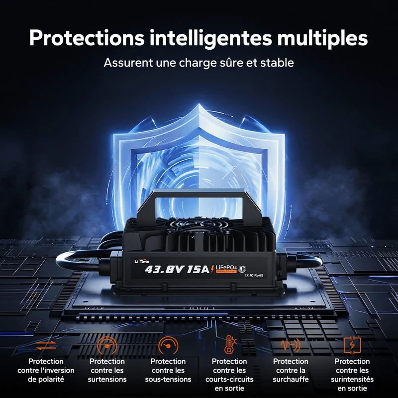 【Nouveauté】LiTime Chargeur LiFePO₄ 36V 15A avec protection étanche IP66