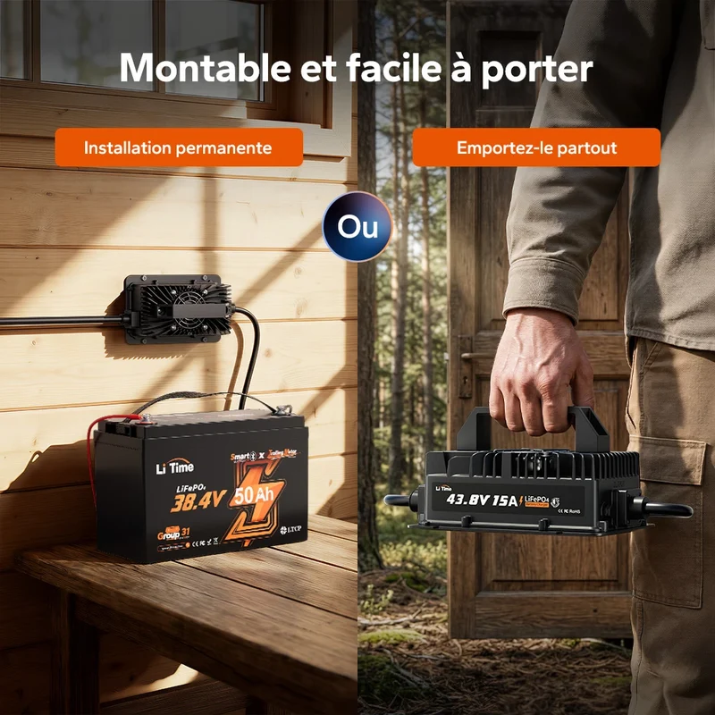 【Nouveauté】LiTime Chargeur LiFePO₄ 36V 15A avec protection étanche IP66