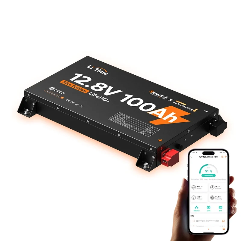【Nouveauté】LiTime Batterie LiFePO4 12V 100Ah Ultra Slim avec Bluetooth & Auto-chauffante – Idéale pour Camping-car, Van & Fourgon aménagé