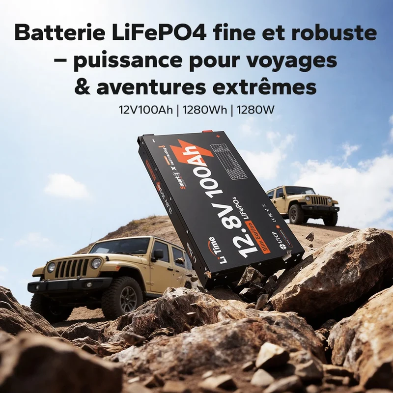 【Nouveauté】LiTime Batterie LiFePO4 12V 100Ah Ultra Slim avec Bluetooth & Auto-chauffante – Idéale pour Camping-car, Van & Fourgon aménagé