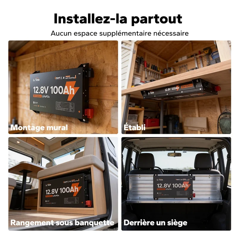 【Nouveauté】LiTime Batterie LiFePO4 12V 100Ah Ultra Slim avec Bluetooth & Auto-chauffante – Idéale pour Camping-car, Van & Fourgon aménagé