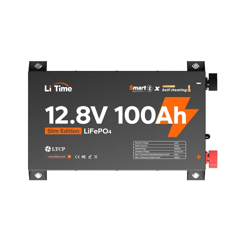 【Nouveauté】LiTime Batterie LiFePO4 12V 100Ah Ultra Slim avec Bluetooth & Auto-chauffante – Idéale pour Camping-car, Van & Fourgon aménagé
