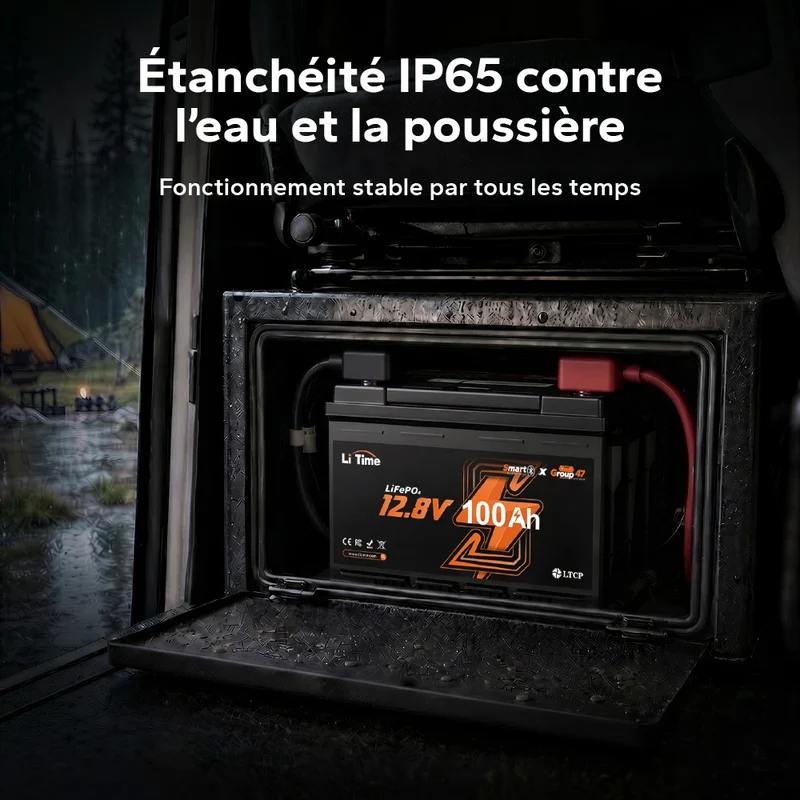 【Nouveauté】Batterie LiFePO4 12V 100Ah H168 avec Bluetooth – format ultra-plat pour installation sous siège de camping-car