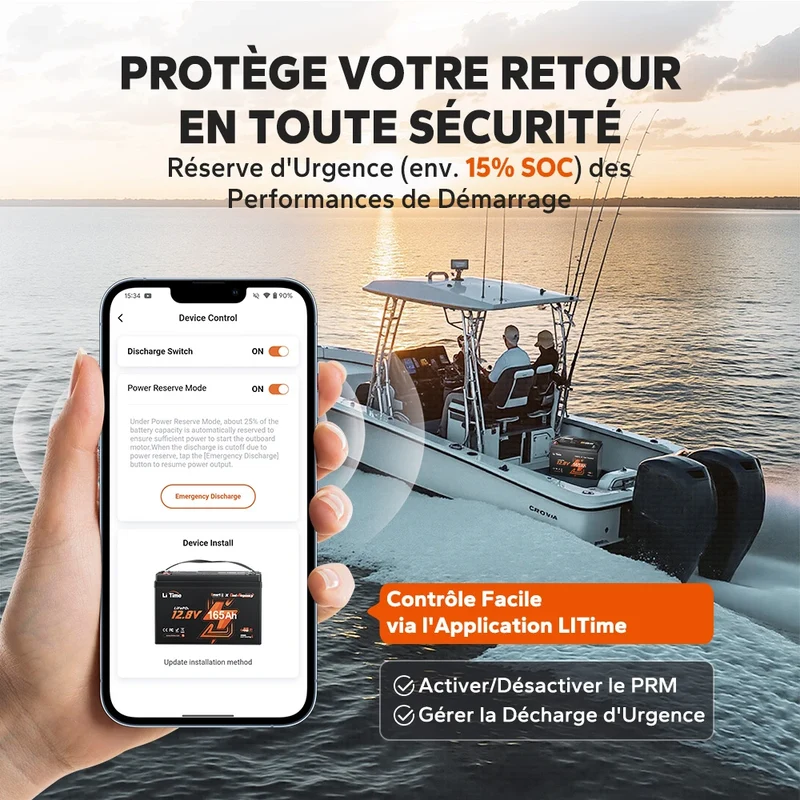 【Nouveauté】Batterie Lithium LiFePO4 LiTime 12V 165Ah Double Usage, 1200 CCA avec Auto-Chauffage pour Camping-Car et Marine