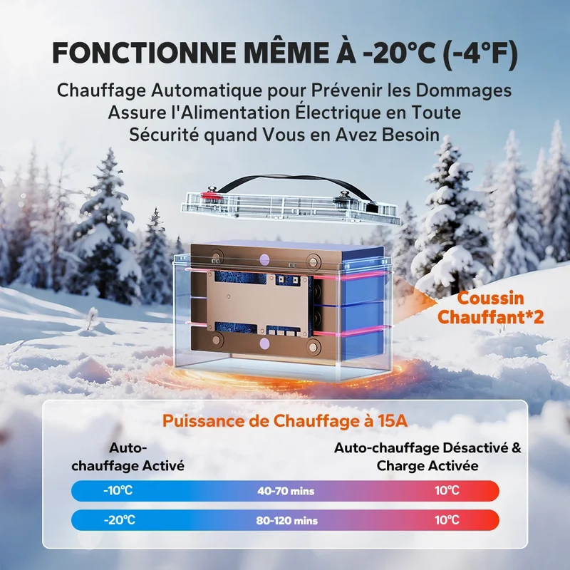 【Nouveauté】Batterie Lithium LiFePO4 LiTime 12V 165Ah Double Usage, 1200 CCA avec Auto-Chauffage pour Camping-Car et Marine