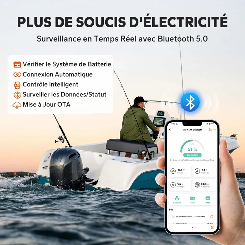 【Nouveauté】Batterie Lithium LiFePO4 LiTime 12V 165Ah Double Usage, 1200 CCA avec Auto-Chauffage pour Camping-Car et Marine