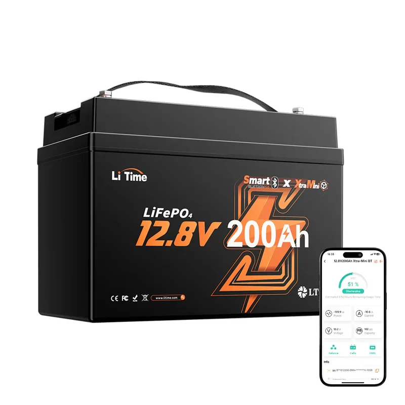 【Nouveauté】Batterie LiFePO4 LiTime 12V 200Ah Xtra-Mini avec Bluetooth pour camping-cars et camping | Cellules haut de gamme, 6000+ cycles à 100 % de DOD