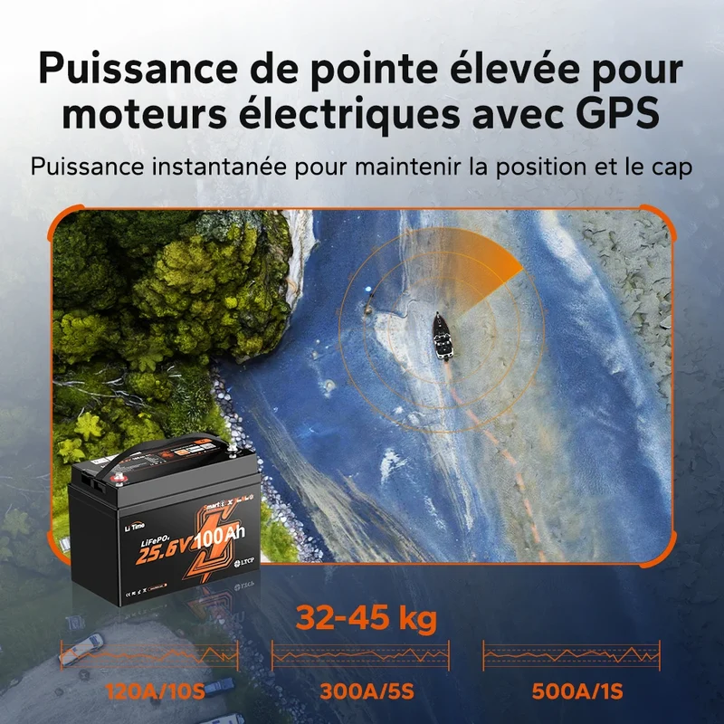 【Nouveauté】LiTime Batterie Lithium LiFePO4 24V 100Ah Xtra-Mini Bluetooth pour Moteur de Traîne