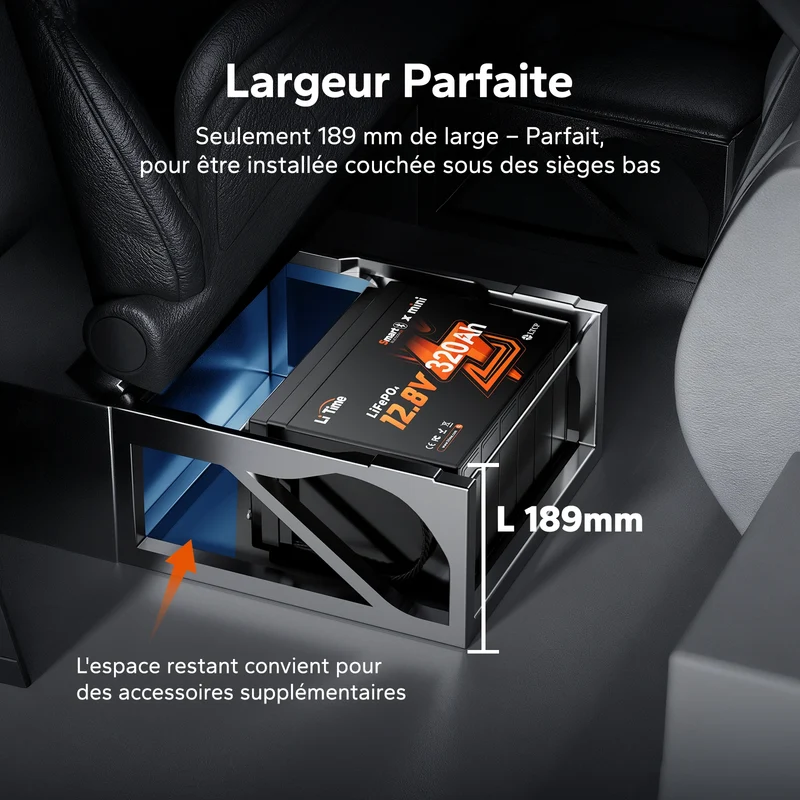 【Nouveauté】Batterie LiFePO4 12V 320Ah W190 avec Bluetooth pour camping-car, installation sous siège