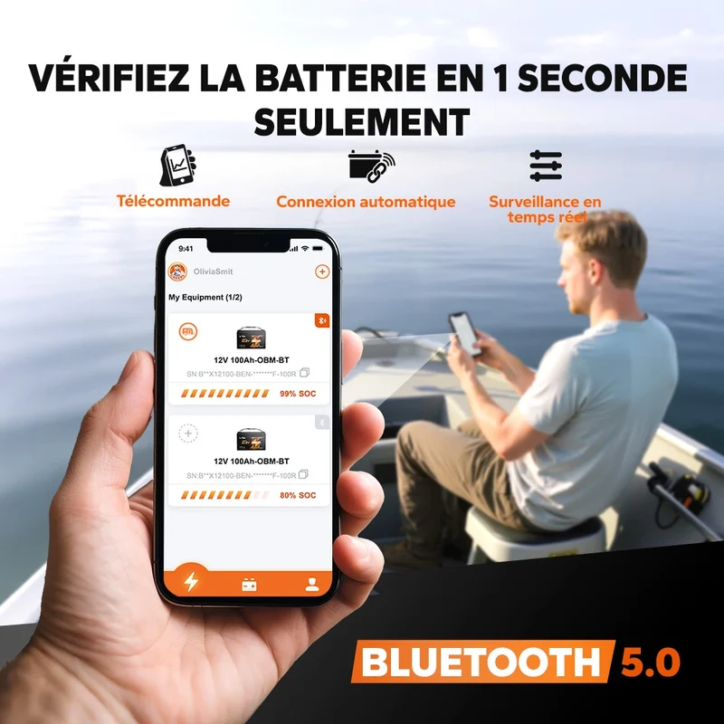 【Nouveauté】LiTime 12V 100Ah Smart LiFePO4 Batterie Marine pour Moteur Électrique Hors-Bord de Traîne