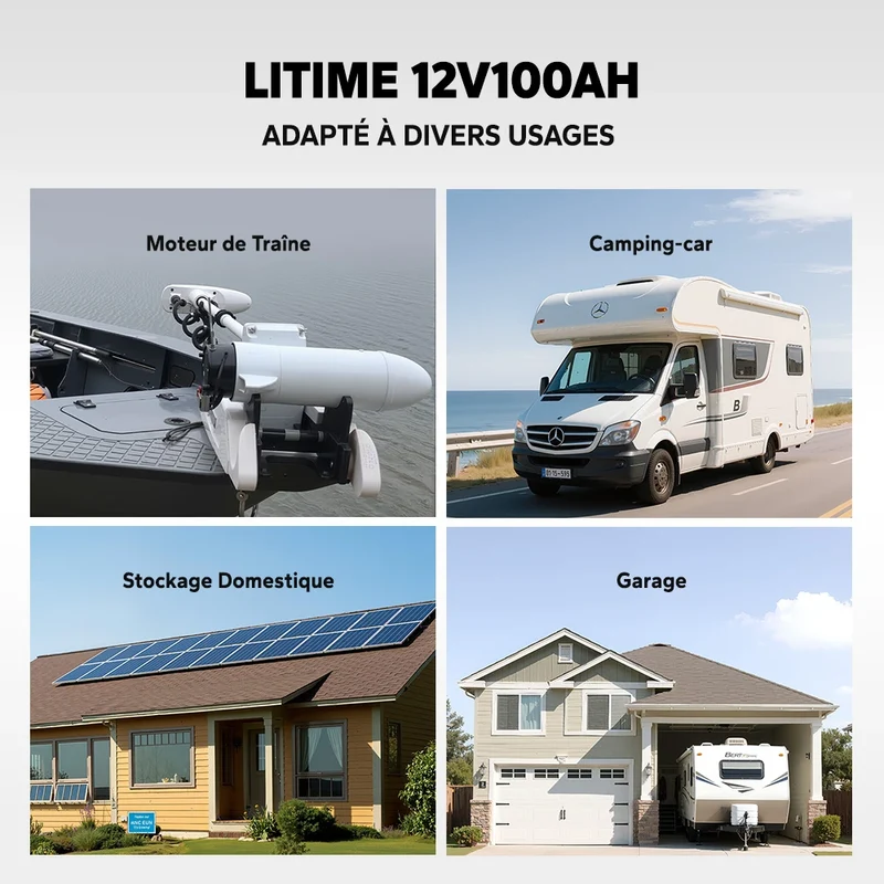 【Nouveauté】LiTime 12V 100Ah Smart LiFePO4 Batterie Marine pour Moteur Électrique Hors-Bord de Traîne