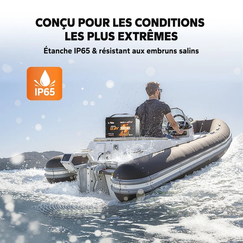 【Nouveauté】LiTime 12V 100Ah Smart LiFePO4 Batterie Marine pour Moteur Électrique Hors-Bord de Traîne