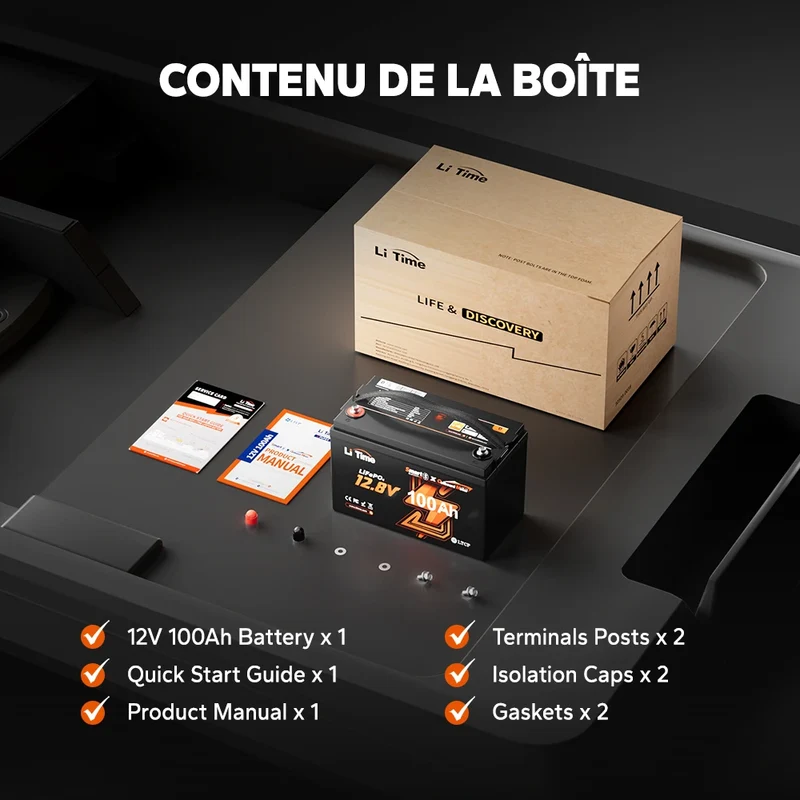 【Nouveauté】LiTime 12V 100Ah Smart LiFePO4 Batterie Marine pour Moteur Électrique Hors-Bord de Traîne