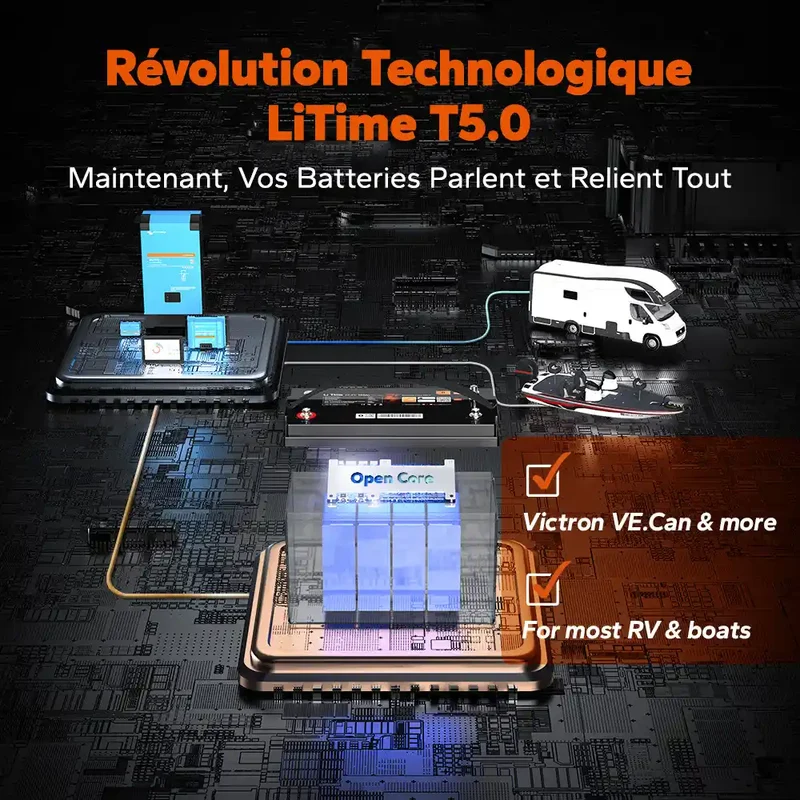 【Nouveauté】LiTime Batterie LiFePO4 12V 100Ah Smart ComFlex avec Bluetooth & Victron Communication