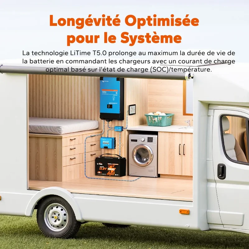 【Nouveauté】LiTime Batterie LiFePO4 12V 100Ah Smart ComFlex avec Bluetooth & Victron Communication