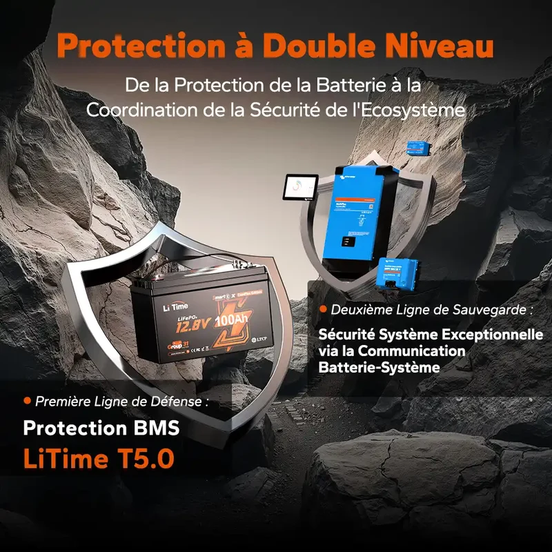 【Nouveauté】LiTime Batterie LiFePO4 12V 100Ah Smart ComFlex avec Bluetooth & Victron Communication