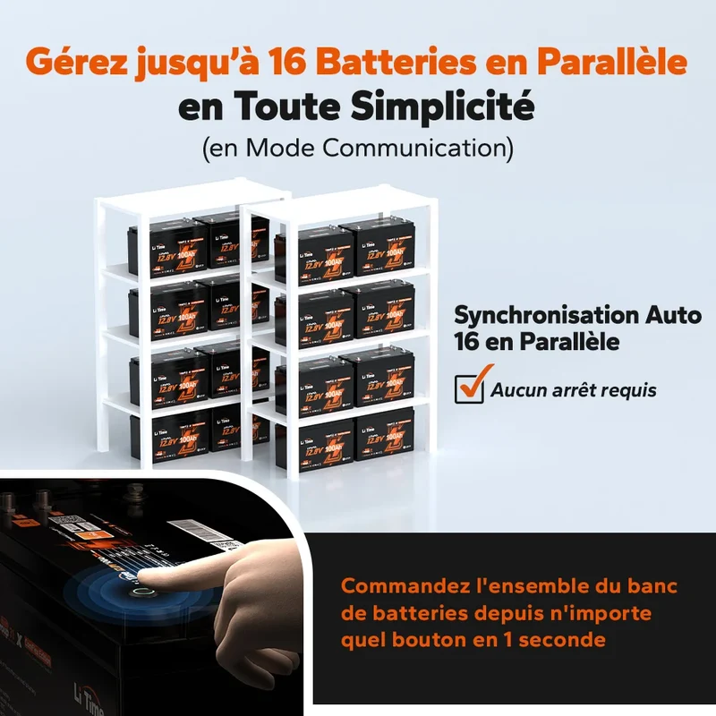 【Nouveauté】LiTime Batterie LiFePO4 12V 100Ah Smart ComFlex avec Bluetooth & Victron Communication