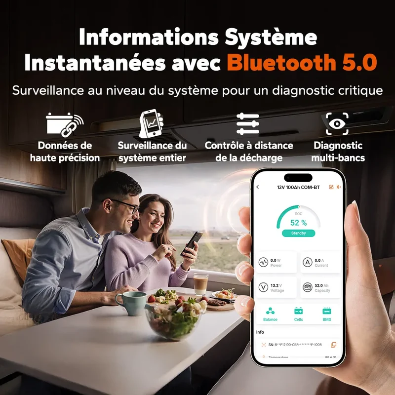 【Nouveauté】LiTime Batterie LiFePO4 12V 100Ah Smart ComFlex avec Bluetooth & Victron Communication