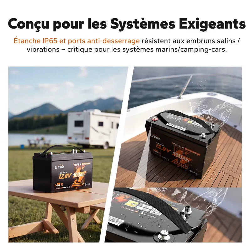 【Nouveauté】LiTime Batterie LiFePO4 12V 100Ah Smart ComFlex avec Bluetooth & Victron Communication