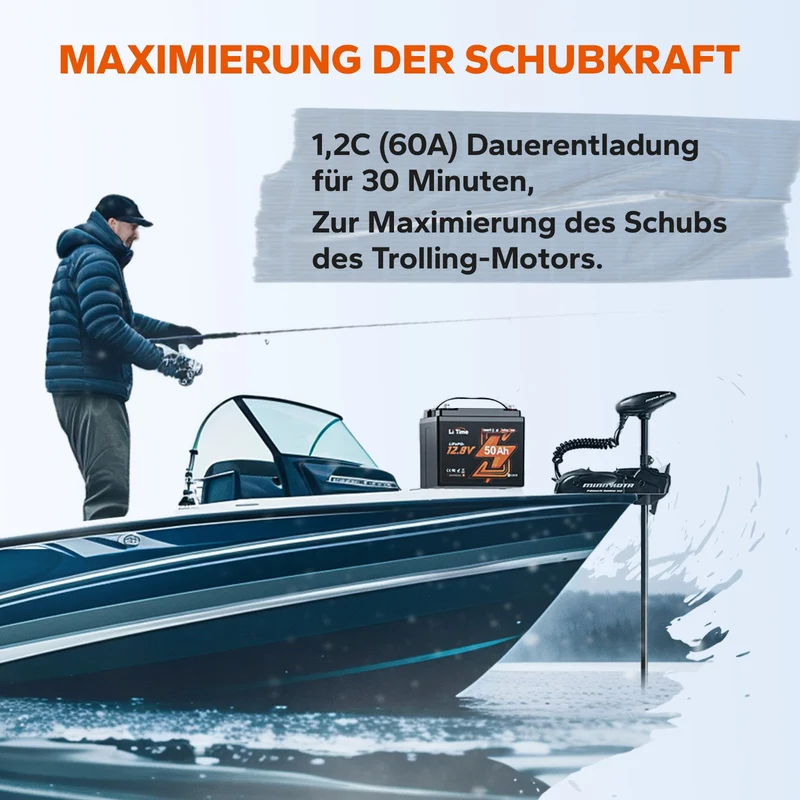 12V 50Ah Batterie au lithium Bluetooth pour bateaux à moteur électrique
