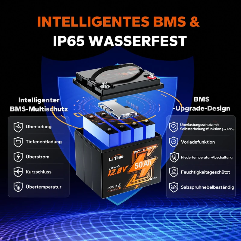 12V 50Ah Batterie au lithium Bluetooth pour bateaux à moteur électrique