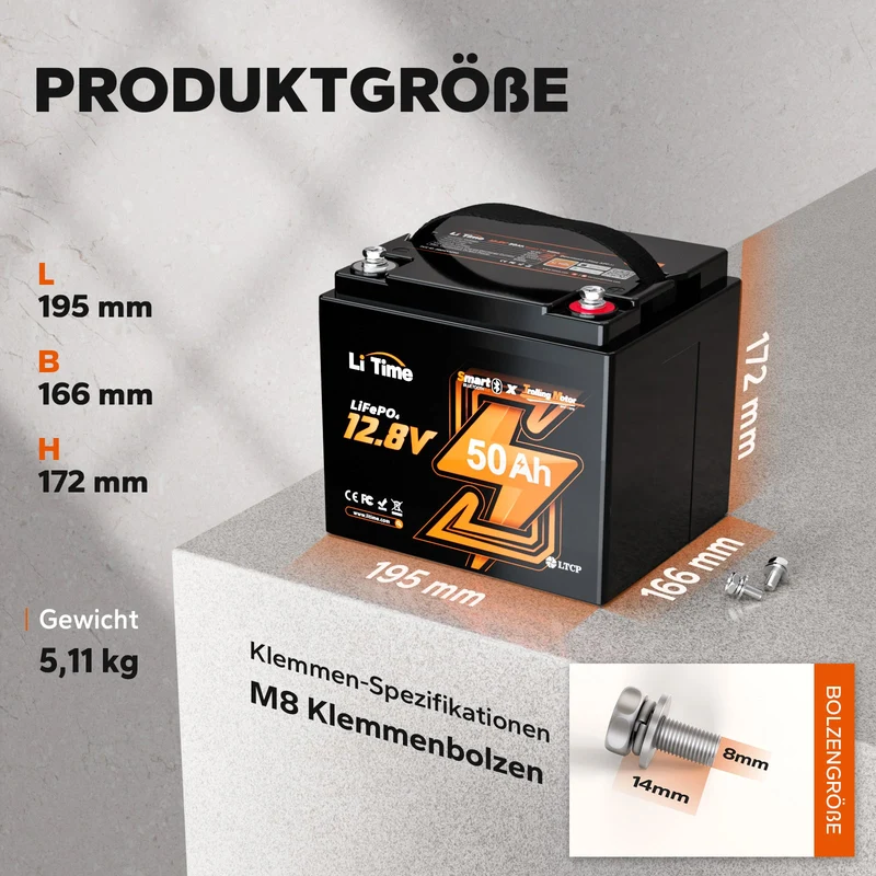 12V 50Ah Batterie au lithium Bluetooth pour bateaux à moteur électrique