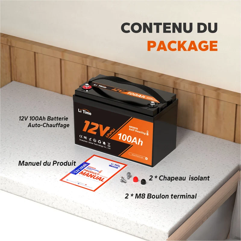 LiTime 12V 100Ah Batterie LiFePO4 Auto-Chauffante À Basse Température