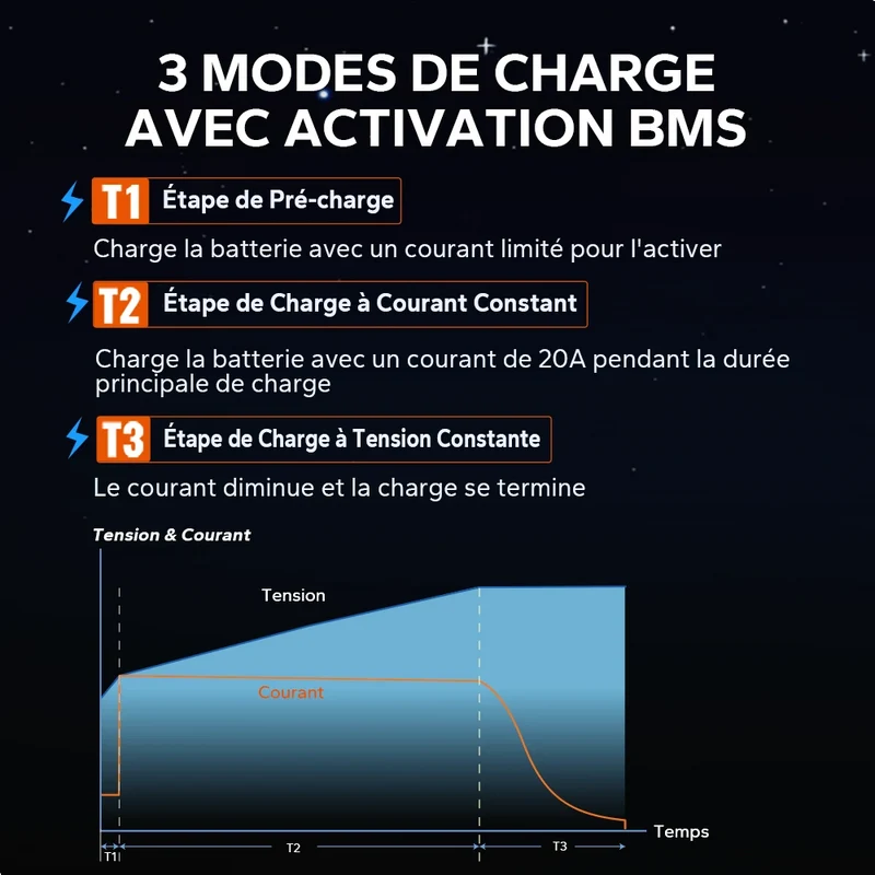 LiTime 24V 20A Chargeur de batteries au lithium pour batteries au lithium LiFePO4