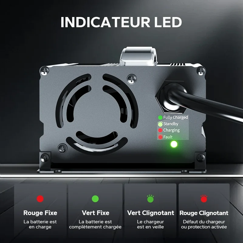 LiTime 24V 20A Chargeur de batteries au lithium pour batteries au lithium LiFePO4