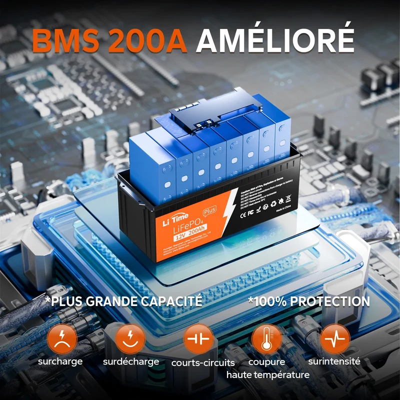 LiTime Batterie 12V 200Ah Plus LiFePO4 - BMS 200A