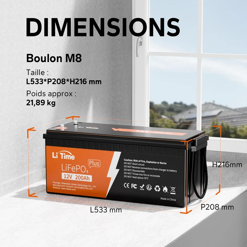 LiTime Batterie 12V 200Ah Plus LiFePO4 - BMS 200A