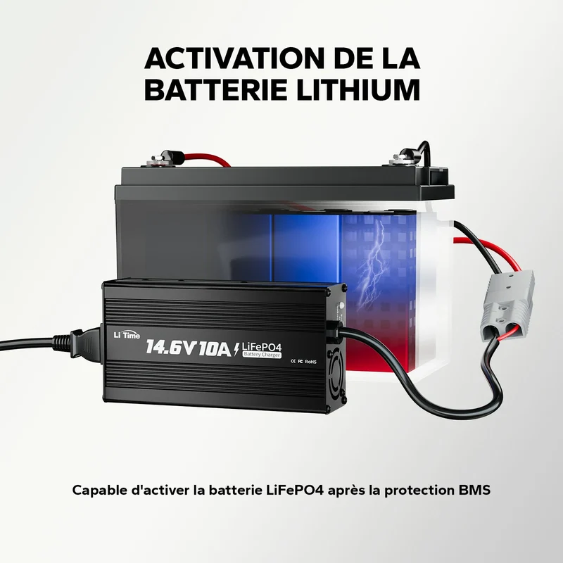 LiTime Chargeur 12V 10A pour Batteries LiFePO4