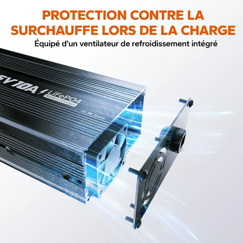 LiTime Chargeur 12V 10A pour Batteries LiFePO4