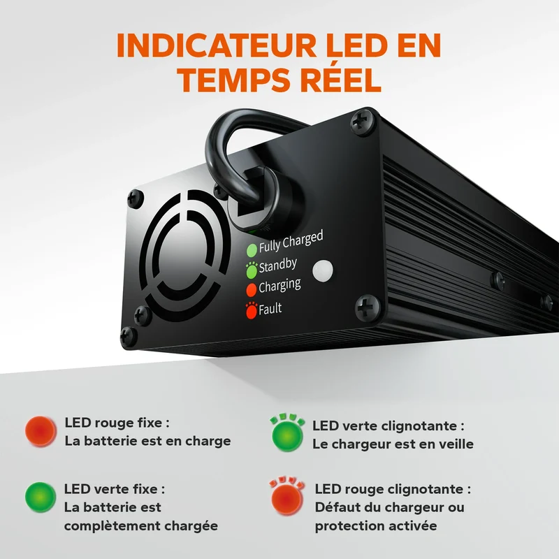 LiTime Chargeur 12V 10A pour Batteries LiFePO4