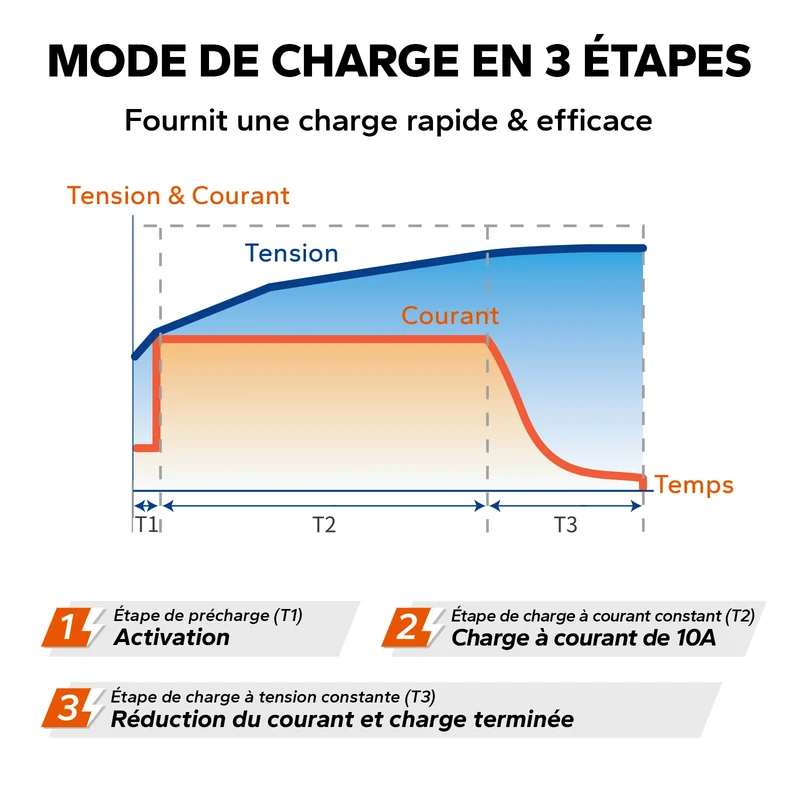 LiTime Chargeur 12V 10A pour Batteries LiFePO4