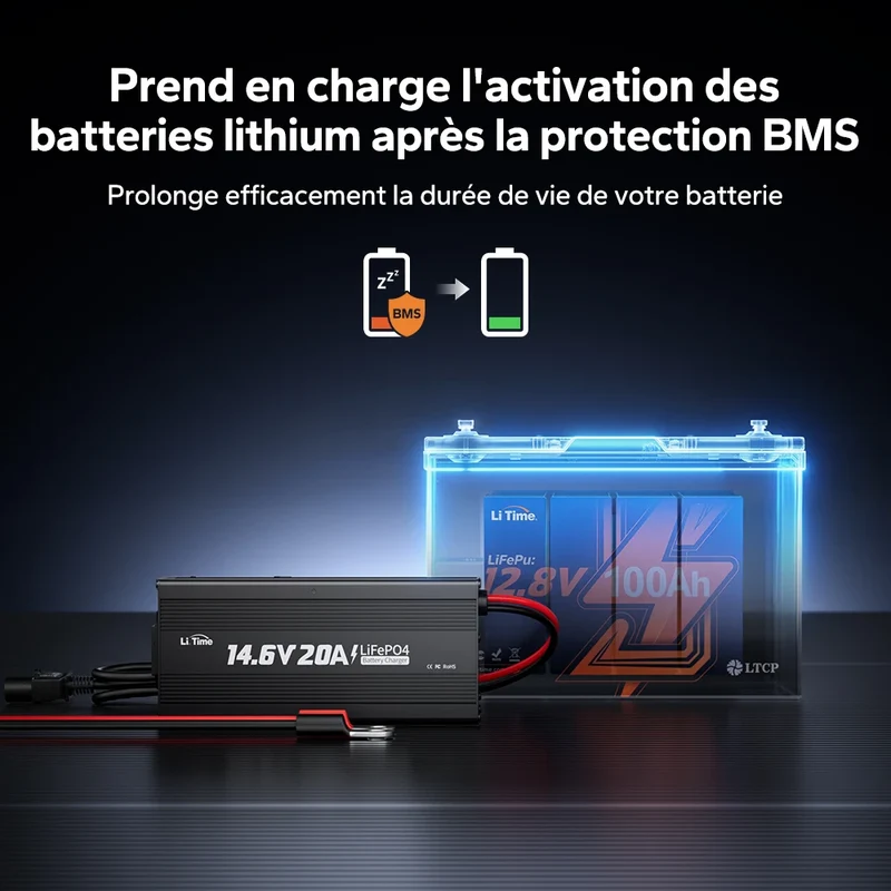 LiTime Chargeur Lithium LiFePO4 12V 20A