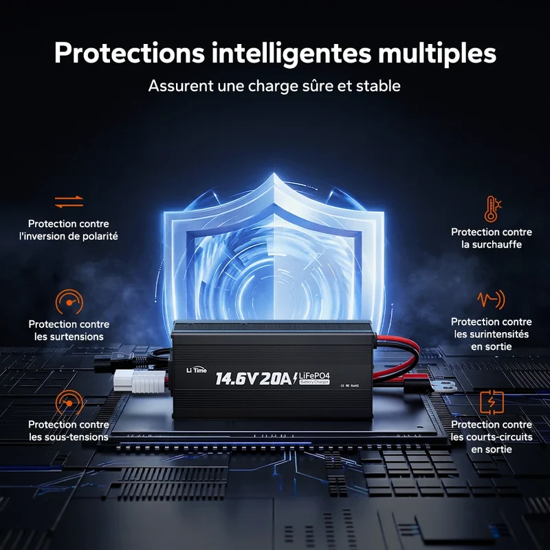 LiTime Chargeur Lithium LiFePO4 12V 20A
