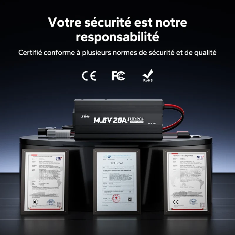LiTime Chargeur Lithium LiFePO4 12V 20A
