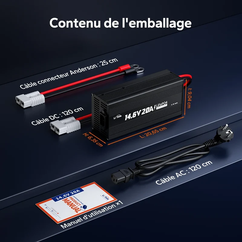 LiTime Chargeur Lithium LiFePO4 12V 20A