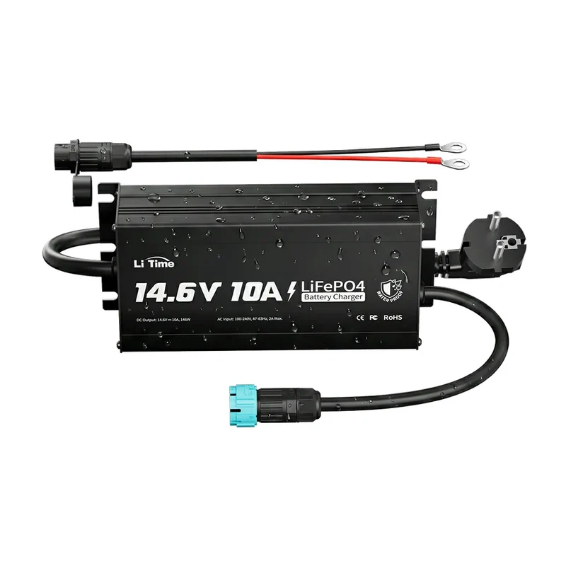 LiTime Chargeur 12V 10A pour batterie lithium IP65 étanche haute performance