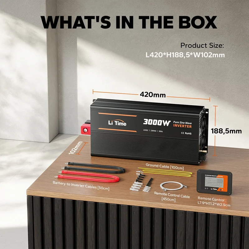 LiTime Convertisseur 3000W Onda Sinusoidale Pura 12V a 230V CA