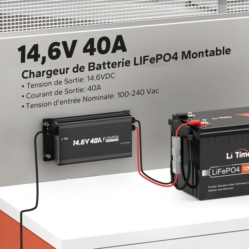 LiTime Chargeur 12V 40A pour batterie LiFePO4